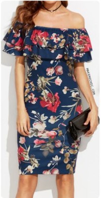 off shoulder floral ruffle dress