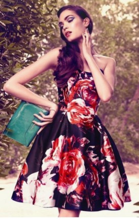 Carolina Herrera Floral Strapless Dress